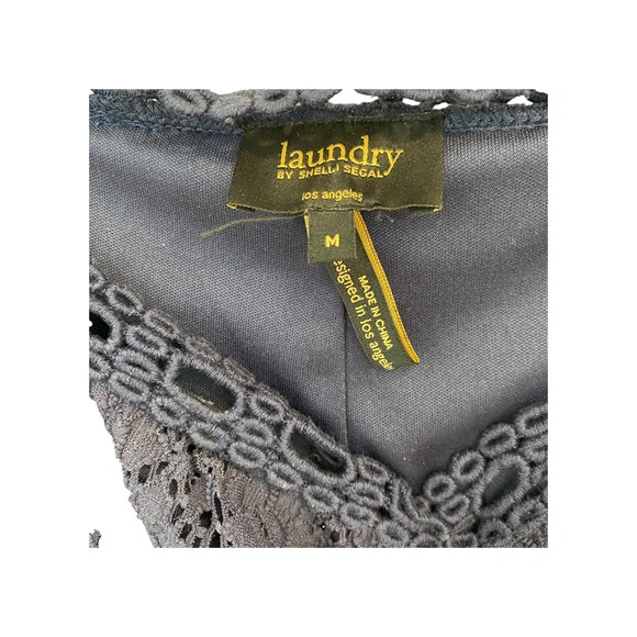 Laundry by Shelli Segal Dress Medium Blue Crochet Lace Bell Sleeve Square Neck - Picture 7 of 7